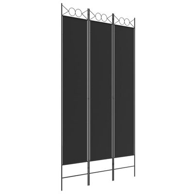 vidaXL 3-Panel Room Divider Black 47.2"x86.6" Fabric