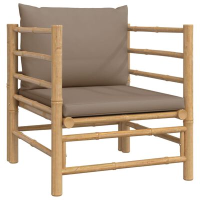 vidaXL 5 Piece Patio Lounge Set with Taupe Cushions Bamboo