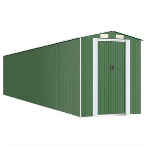 vidaXL Garden Shed Green Galvanized Steel Large Garden Shed