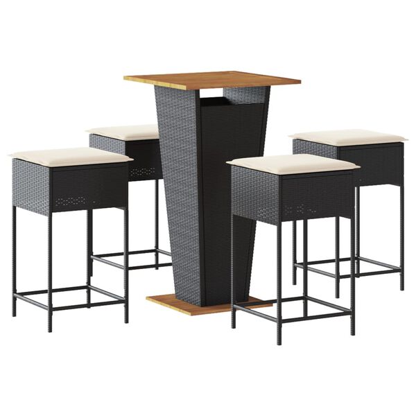vidaXL Garden Bar Set Black and Cream White