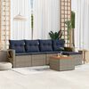 vidaXL 6 Piece Garden Sofa Set with Cushions Grey Poly Rattan
