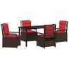 vidaXL Garden Dining Set 5 pcs Brown poly rattan