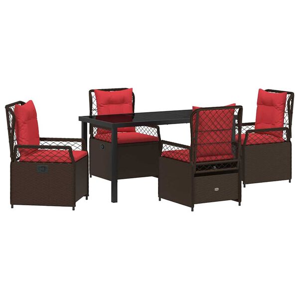 vidaXL Garden Dining Set 5 pcs Brown poly rattan