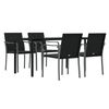 vidaXL Garden Dining Set Black PE Rattan 5 Piece Set Durable