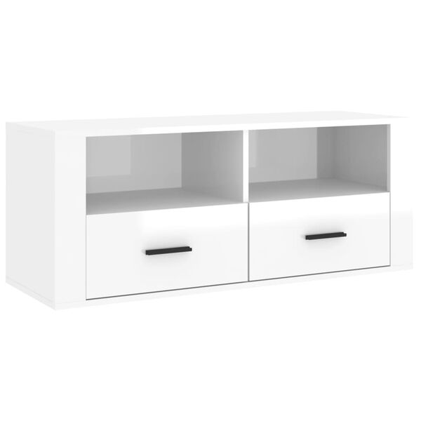 vidaXL TV Cabinet High gloss white Engineered wood Compact TV Cabinet