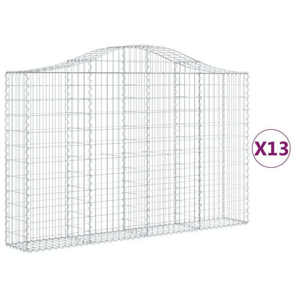 vidaXL Gabion Basket Set of 13 Silver Galvanized Iron