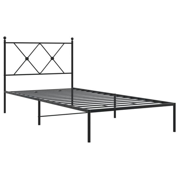 vidaXL Bed Frame Black Powder-Coated Steel 35.4x78.7 in Bed Frame