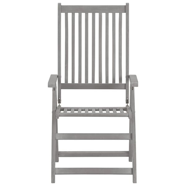 vidaXL Garden Chair Set of 2 Grey Solid acacia wood Foldable