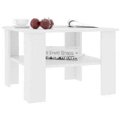 vidaXL Coffee Table White 23.6"x23.6"x16.5" Chipboard
