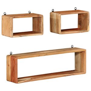 vidaXL Wall Cube Shelf Natural acacia wood Solid acacia wood