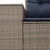 vidaXL Patio Sofa with Cushions 2-Seater Gray Poly Rattan