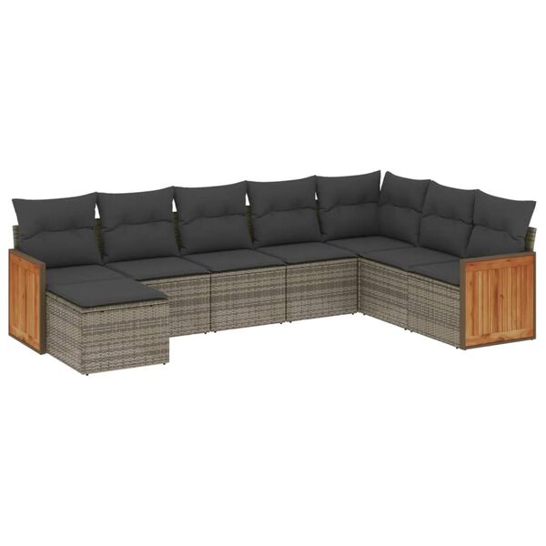 vidaXL Garden Sofa Set Grey PE rattan, powder-coated steel, polyester