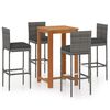 vidaXL 5 Piece Patio Bar Set with Cushions Gray