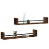 vidaXL Wall Shelf Set of 2 Smoked oak Engineered wood, steel Wall Shelf