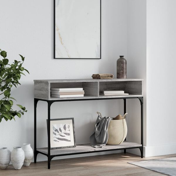 vidaXL Console Table Grey Sonoma Engineered wood, metal Console Table