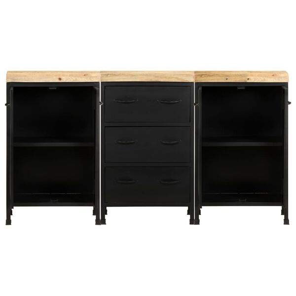 vidaXL Sideboard Rough Mango Wood with Black Frame