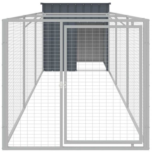 vidaXL Dog House Anthracite Galvanized Steel 43.3 x 159.4 x 43.3 in