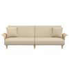 vidaXL Sofa Bed Cream Polyester Large Sofa Bed Rectangular