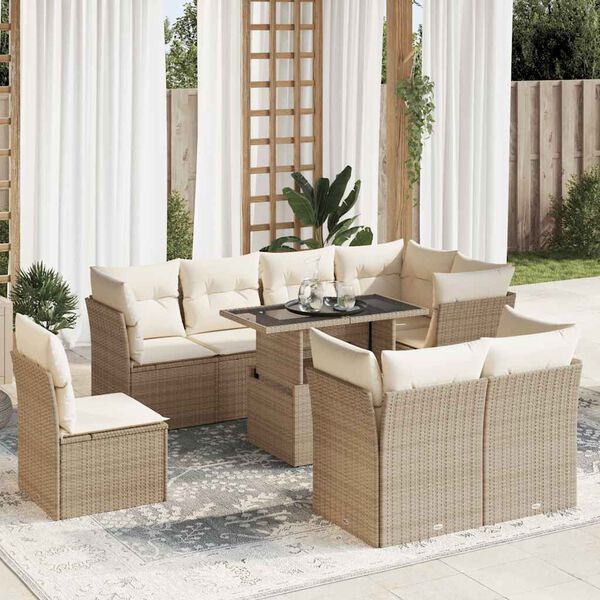 vidaXL Garden Sofa Set Beige, Cream White