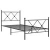 vidaXL Bed Frame Black Steel Single Rectangular Traditional Durable