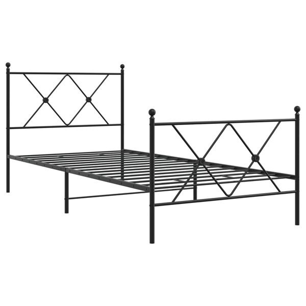 vidaXL Bed Frame Black Steel Single Rectangular Traditional Durable