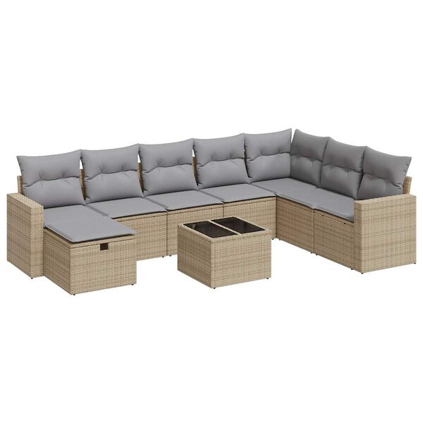 vidaXL Garden Sofa Set Beige, Light Grey