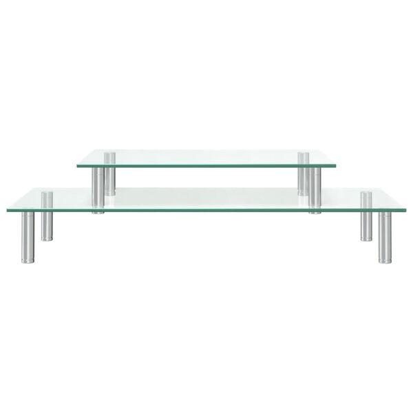 vidaXL 2-Tier Monitor Stand Transparent Glass