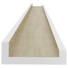 vidaXL Wall Shelf Set of 4 White and Sonoma Oak MDF 45.3 in Wall Shelf