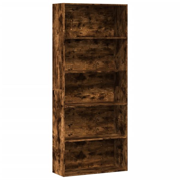 vidaXL Book Cabinet Smoked oak Engineered wood Tall Book Cabinet