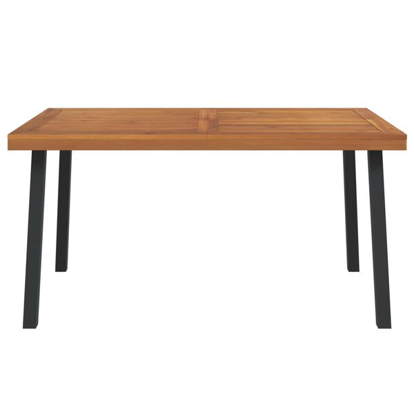 vidaXL Garden Table Natural wood Solid acacia wood and powder-coated metal