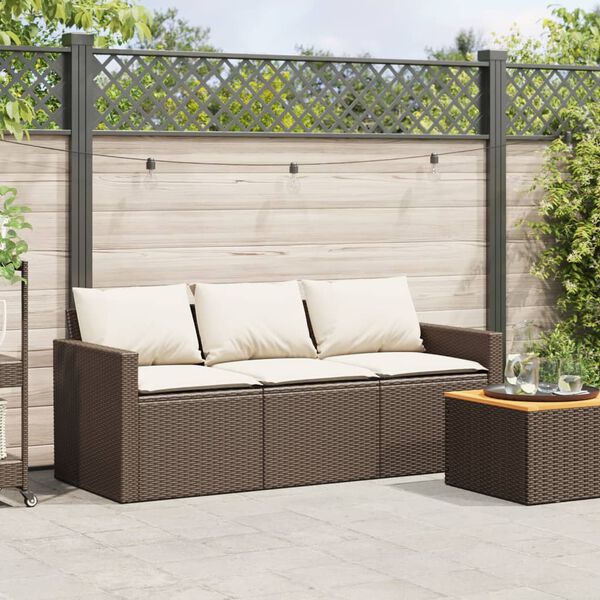 vidaXL Garden Sofa Brown, Cream White