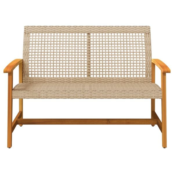 vidaXL Garden Bench Beige and brown PE rattan, solid acacia wood, metal