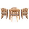 vidaXL Patio Dining Set Set of 6 Dark Grey Solid Teak Wood Large