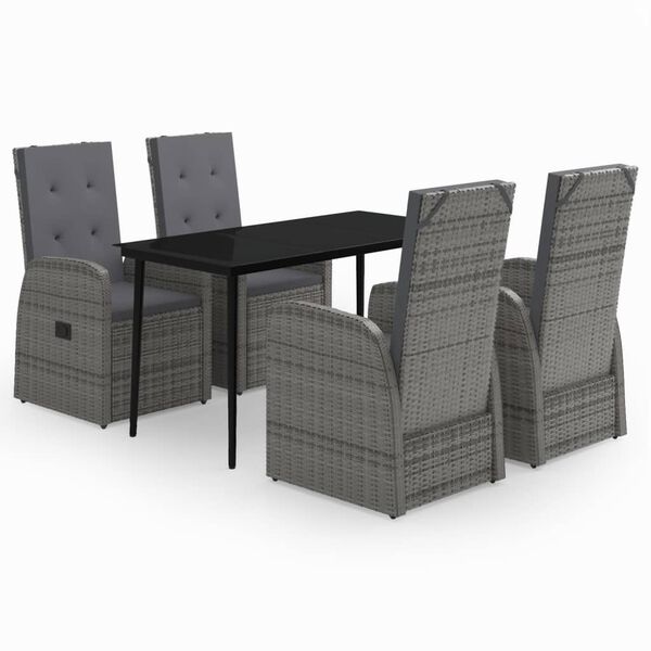 vidaXL Patio Dining Set Grey and Black
