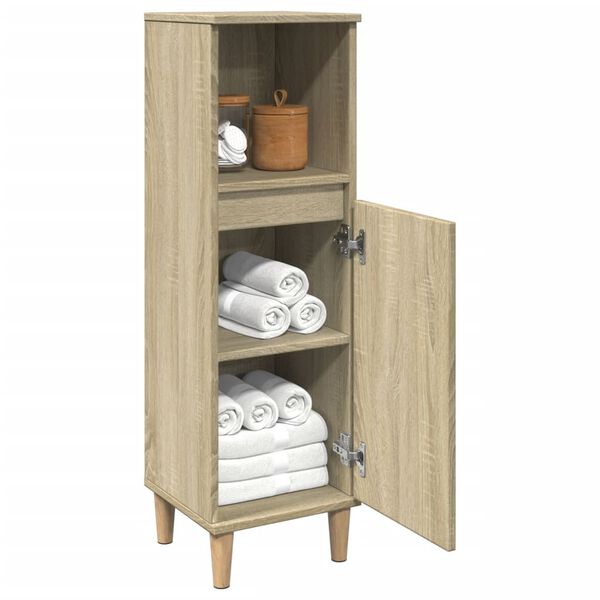 vidaXL Bathroom Cabinet Sonoma oak Engineered wood 11.8x11.8x39.4 in