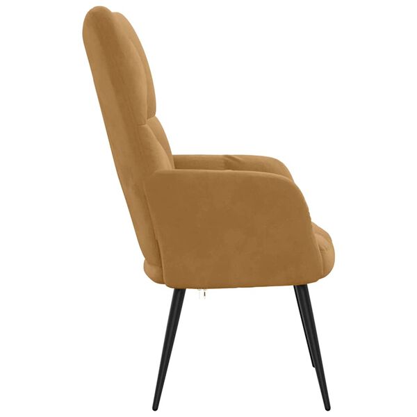 vidaXL Relaxing Chair Brown Velvet (100% polyester), Steel, Foam Standard