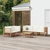 vidaXL Garden Lounge Set Cream White Bamboo, Polyester Standard Modular