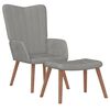 vidaXL Relaxing Chair With Stool Light gray Velvet (100% polyester)