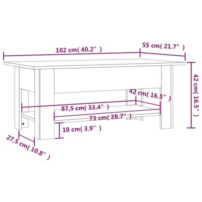 vidaXL Coffee Table Concrete Gray 40.2"x21.7"x16.5" Engineered Wood