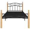 vidaXL Bed Frame Black and natural wood Powder-coated metal, solid oak wood