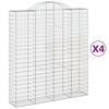 vidaXL Gabion Basket Set of 4 Silver Galvanized Iron Large Durable