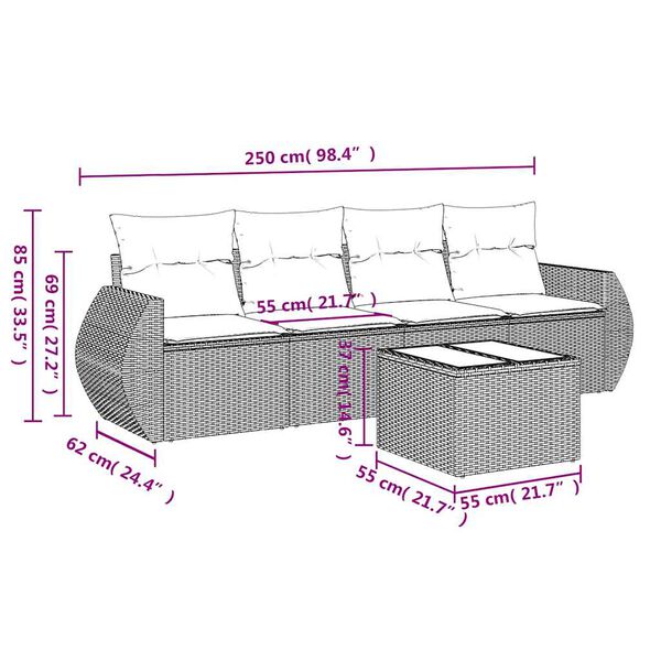 vidaXL Garden Sofa Set Light Grey