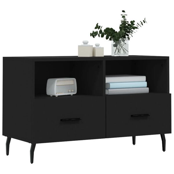 vidaXL TV Cabinet Black Engineered wood, Iron Medium TV Cabinet