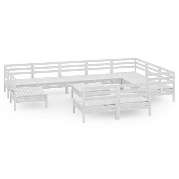 vidaXL 11 Piece Patio Lounge Set Solid Pinewood White