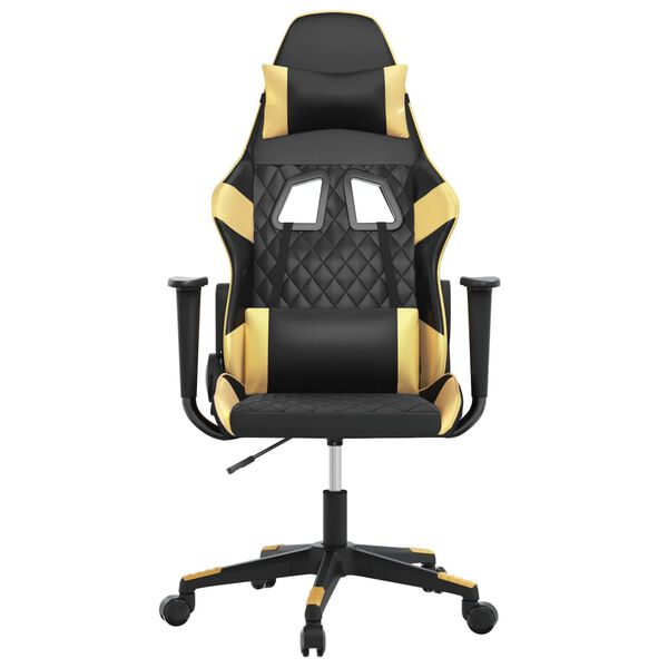 vidaXL Gaming Chair Black and Gold Faux Leather