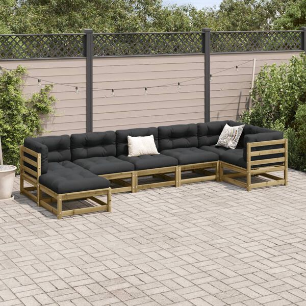 vidaXL Garden Sofa Set Natural Brown Treated Solid Pinewood Large