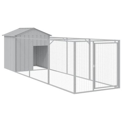vidaXL Dog House with Roof Light Gray 46.1"x159.4"x48.4" Galvanized Steel