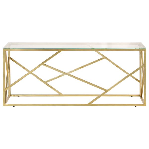 vidaXL Coffee Table Gold Stainless Steel, Tempered Glass Medium
