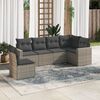 vidaXL Garden Sofa Set Grey PE rattan 6 Piece Set Adjustable Feet