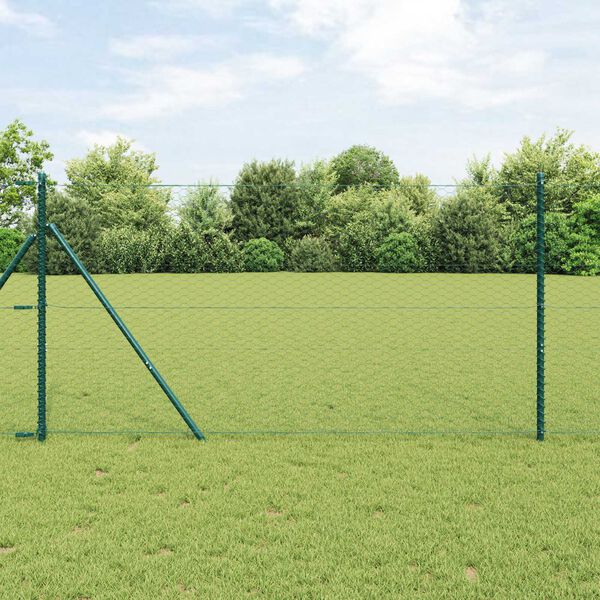 vidaXL Hexagon Fence Green 4.6'x 82'Steel
